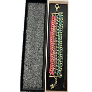 Victoria's Secret Gold Tone Chain Link Woven Bracelet